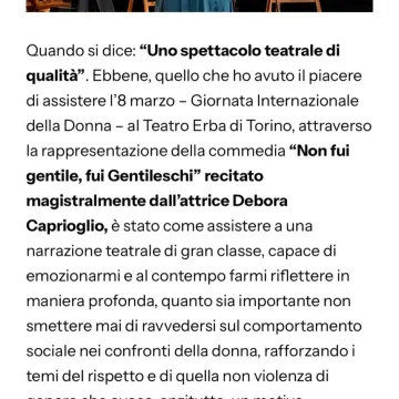 Publicación de Debora Caprioglio en Instagram (9 mar 2026)
