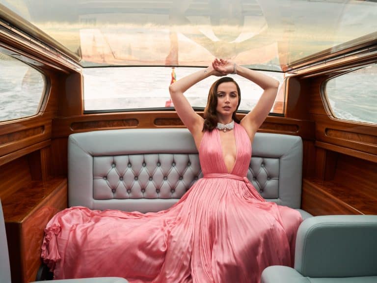 Ana de Armas: Wearing an elegant long pink dress with a plunging halter neckline, without&hellip;