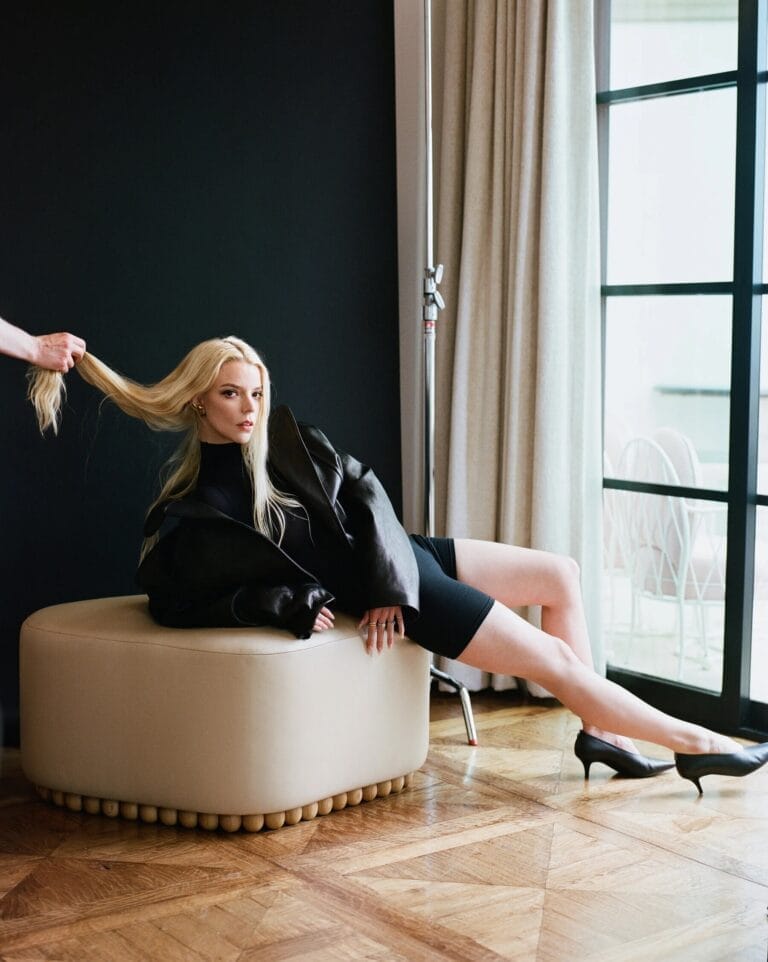 Anya Taylor-Joy: Wears a bold look with an oversized black leather jacket and a dress…