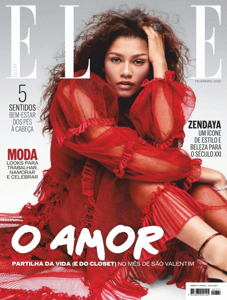 Zendaya: Wears a sheer red dress with voluminous sleeves and ruffled details that add…