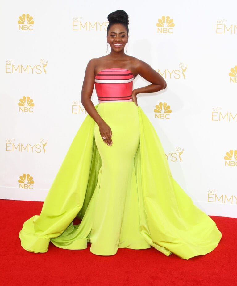 Teyonah Parris: Wears a stunning gown with a pink corset and a…