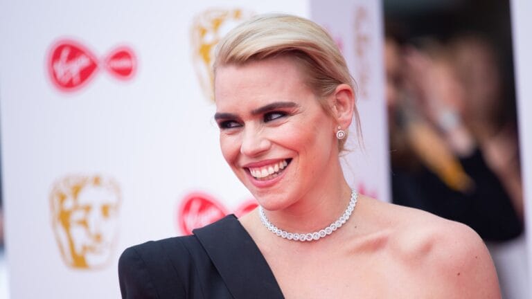 Billie Piper: Wears a black one-shoulder dress that highlights her sophisticated style in…